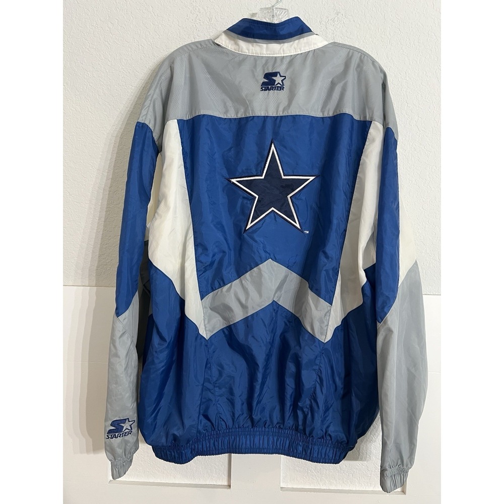 Vintage 90s Starter NFL Dallas Cowboys Windbreaker Jacket Mens XL Blue